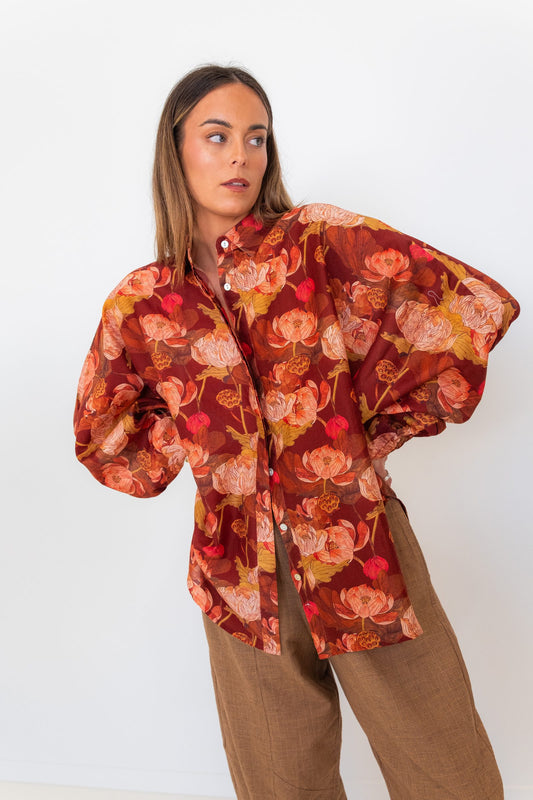 Butterfly Sleeve Shirt - Floral 02