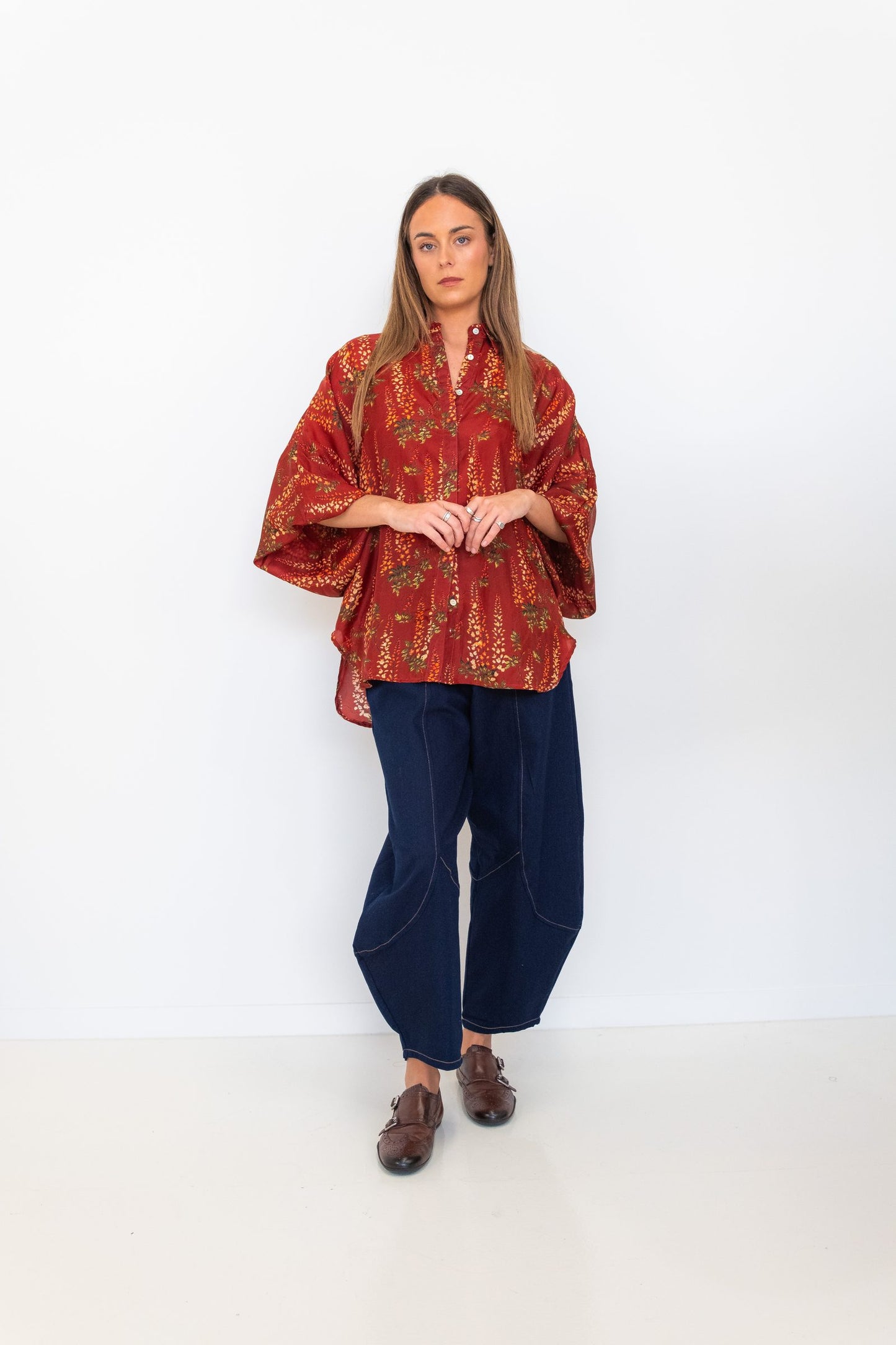 Butterfly Sleeve Shirt - Floral 05