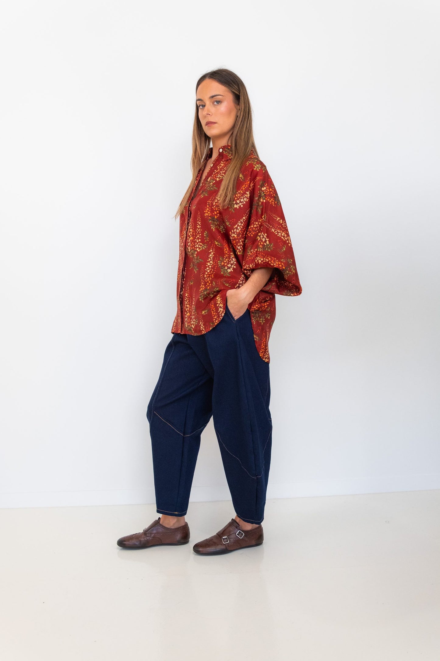 Butterfly Sleeve Shirt - Floral 05