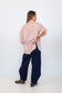 Butterfly Sleeve Shirt - Brown Stripe