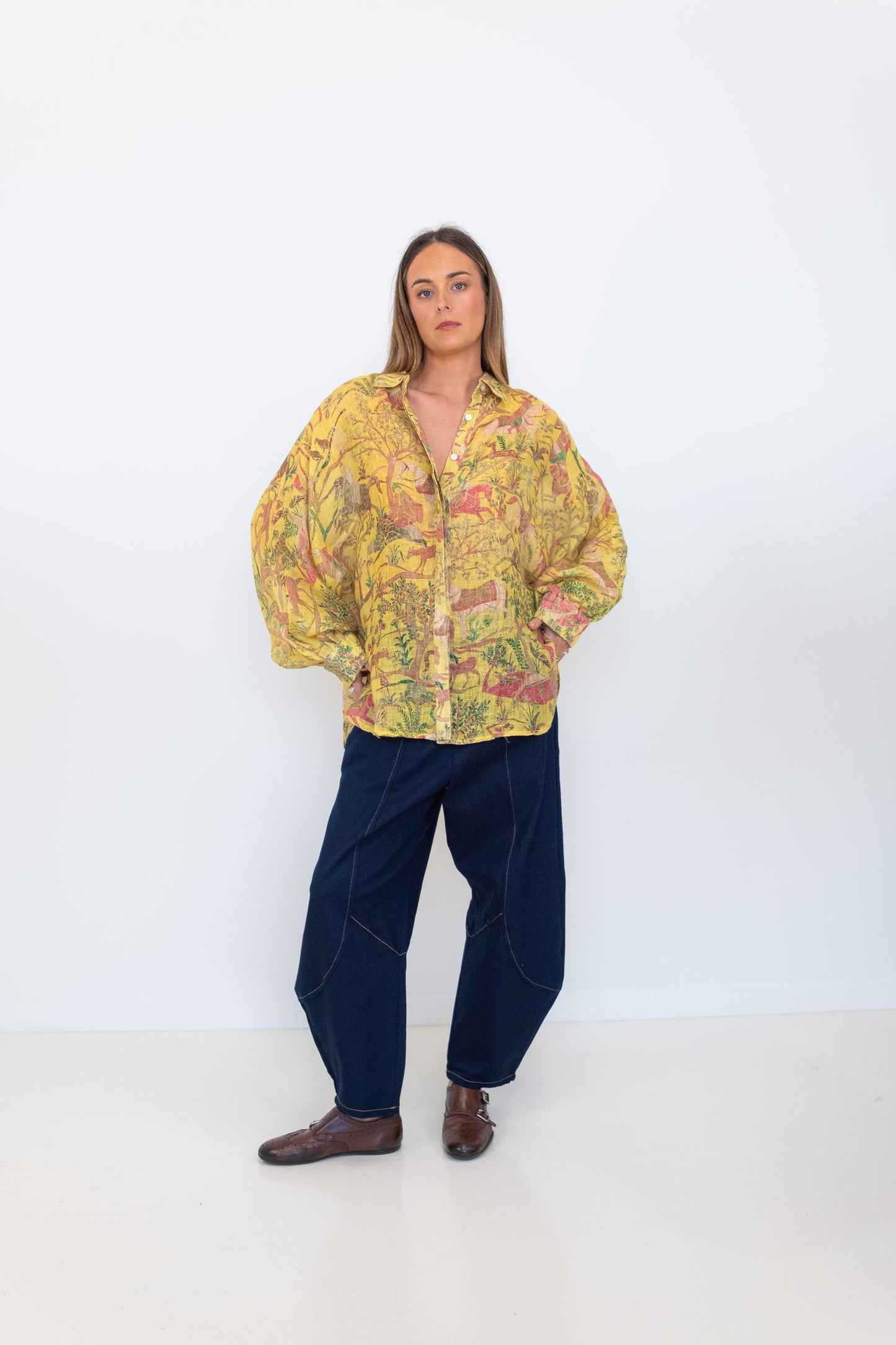 Mogul Print Linen Gauze Butterfly Shirt