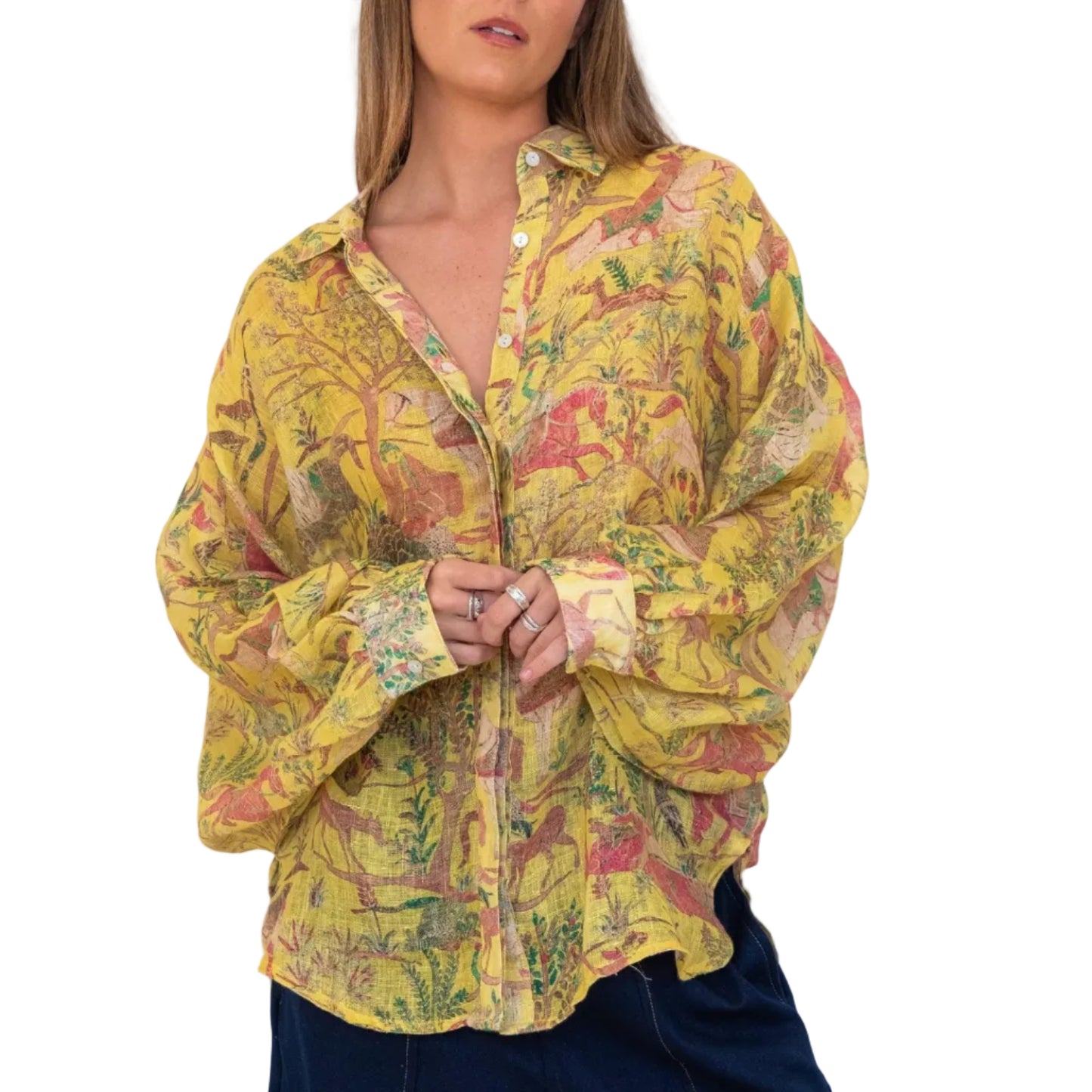 Mogul Print Linen Gauze Butterfly Shirt