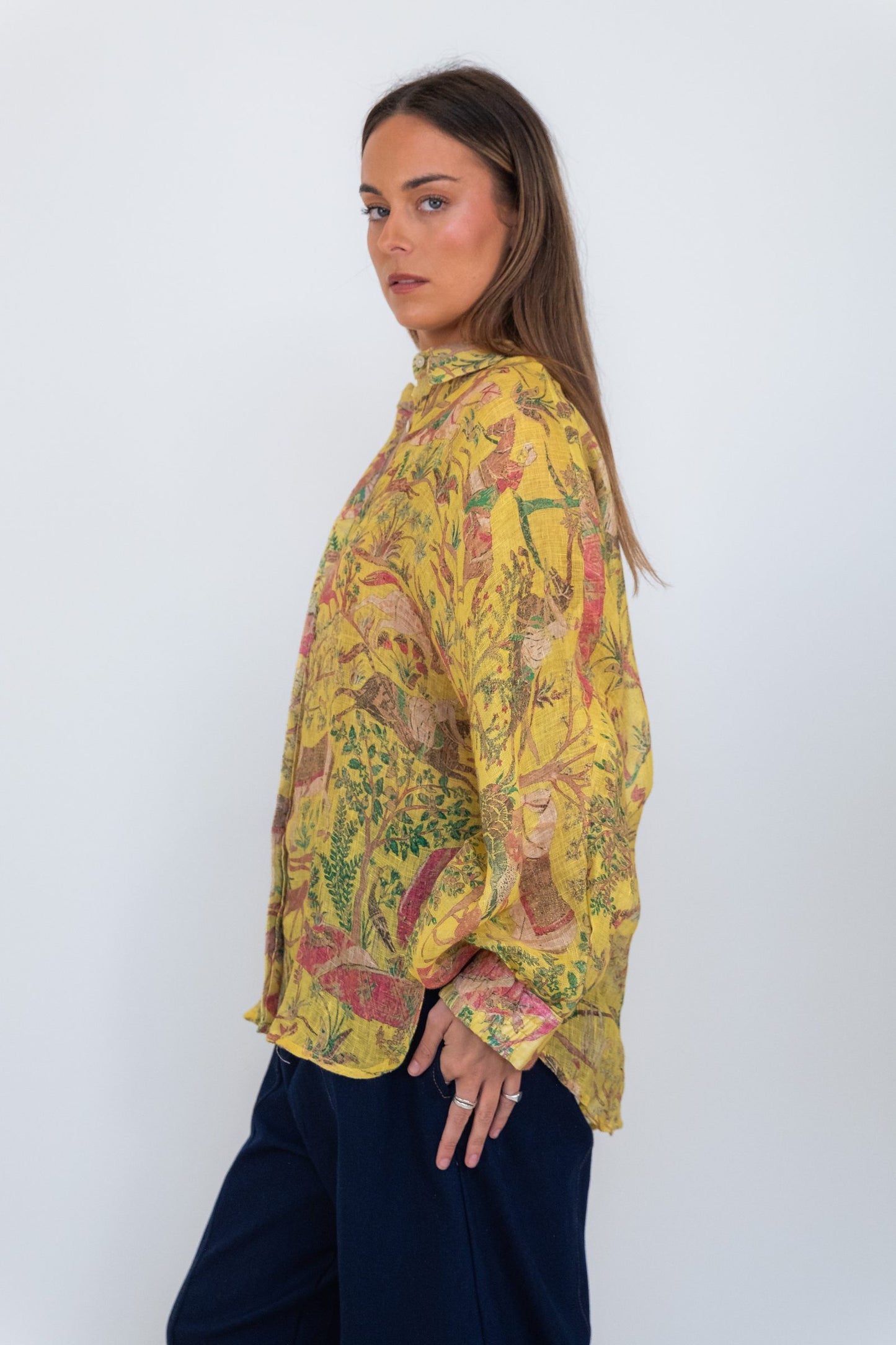 Mogul Print Linen Gauze Butterfly Shirt