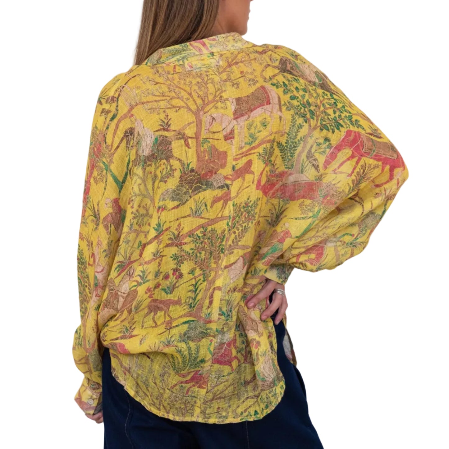Mogul Print Linen Gauze Butterfly Shirt