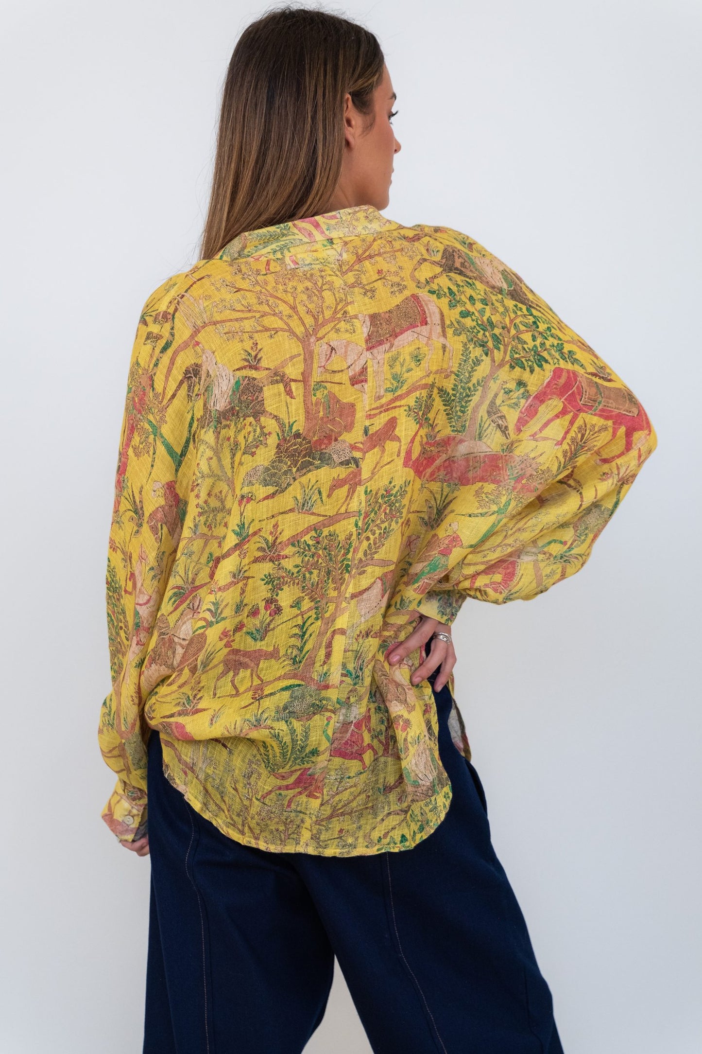 Mogul Print Linen Gauze Butterfly Shirt