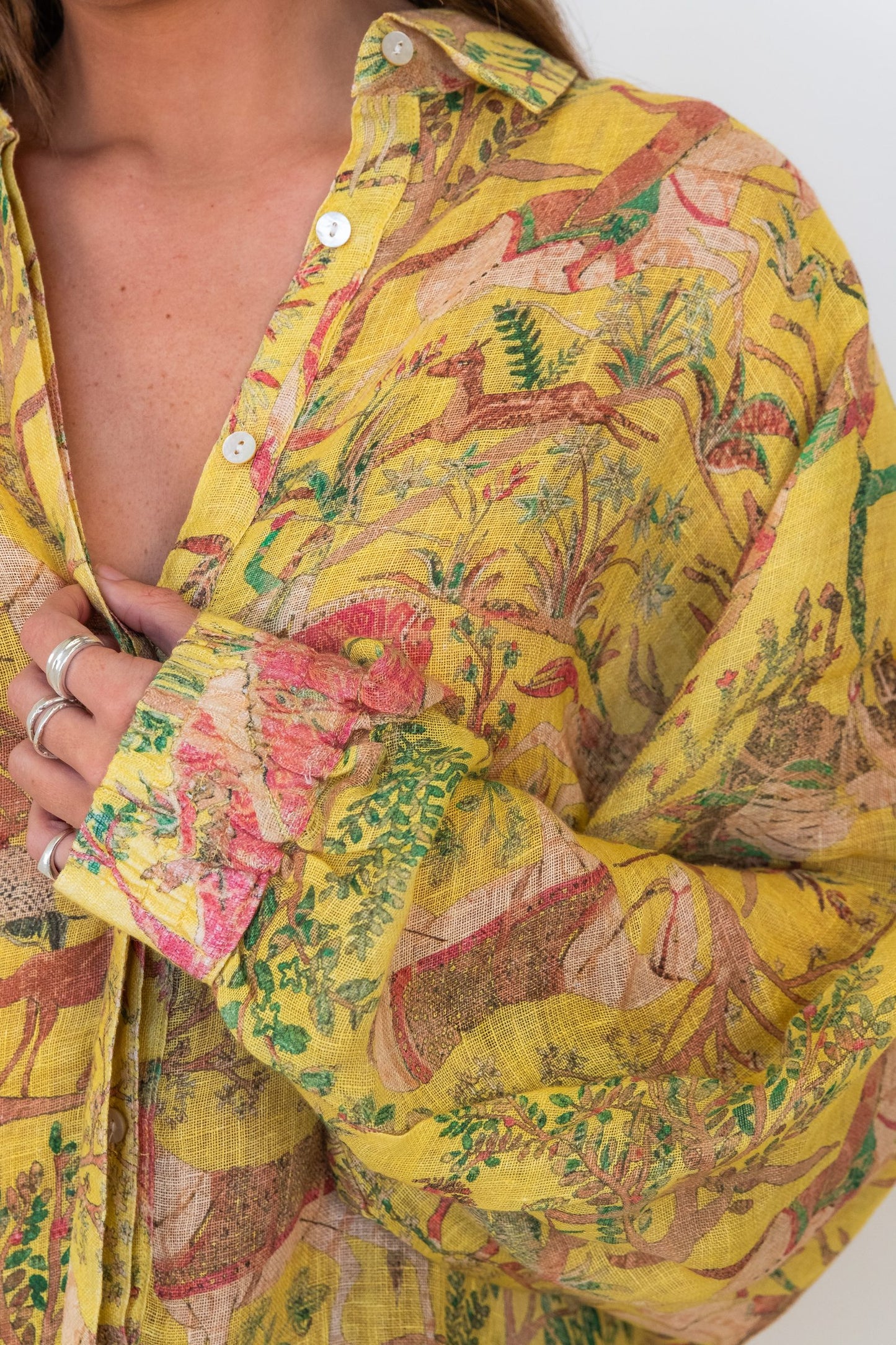 Mogul Print Linen Gauze Butterfly Shirt