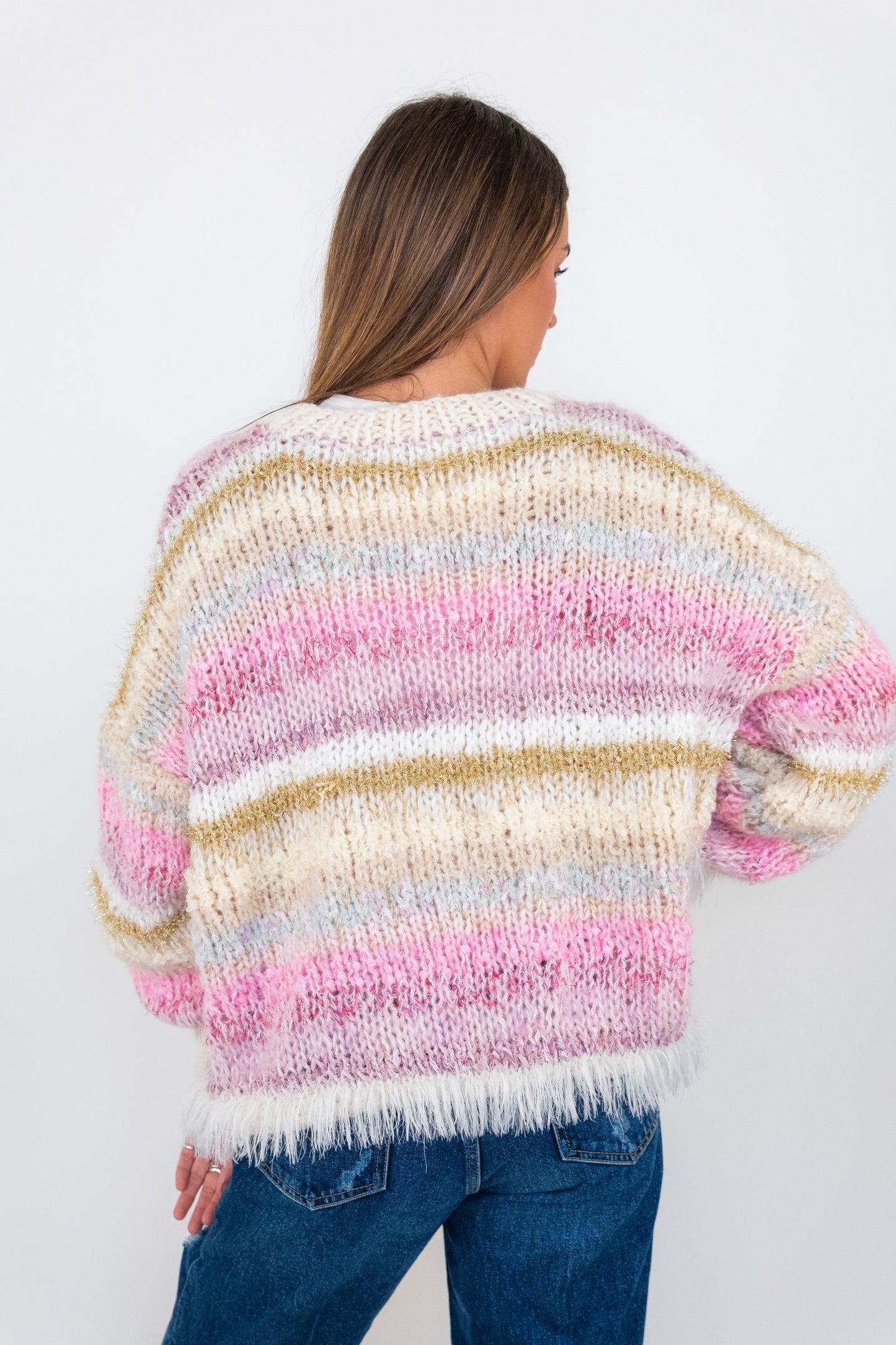 Nadia Dafri Cardi W07 Frou Frou pink and gold