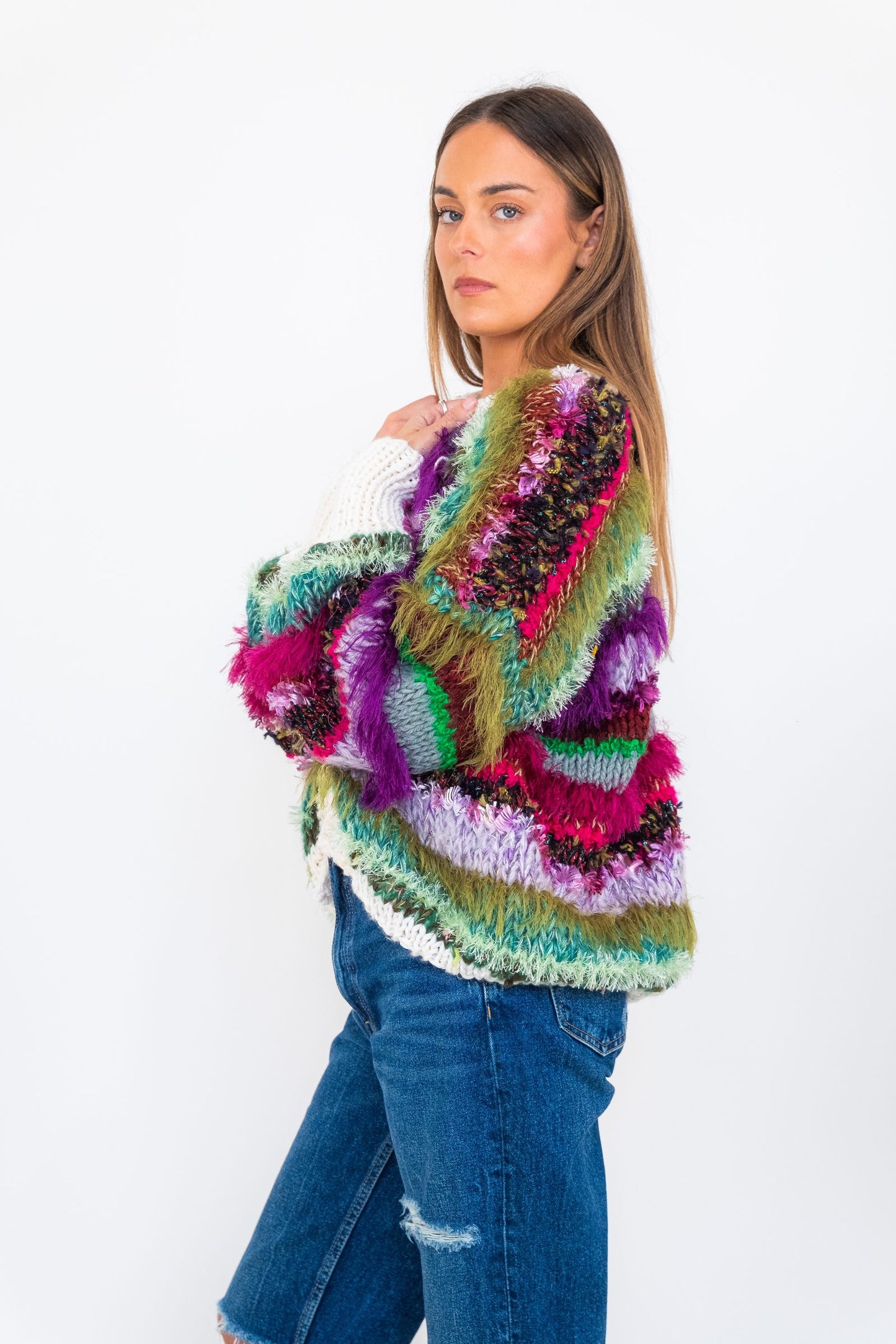 Nadia Dafri Cardi W09 Frou Frou Sage and cream