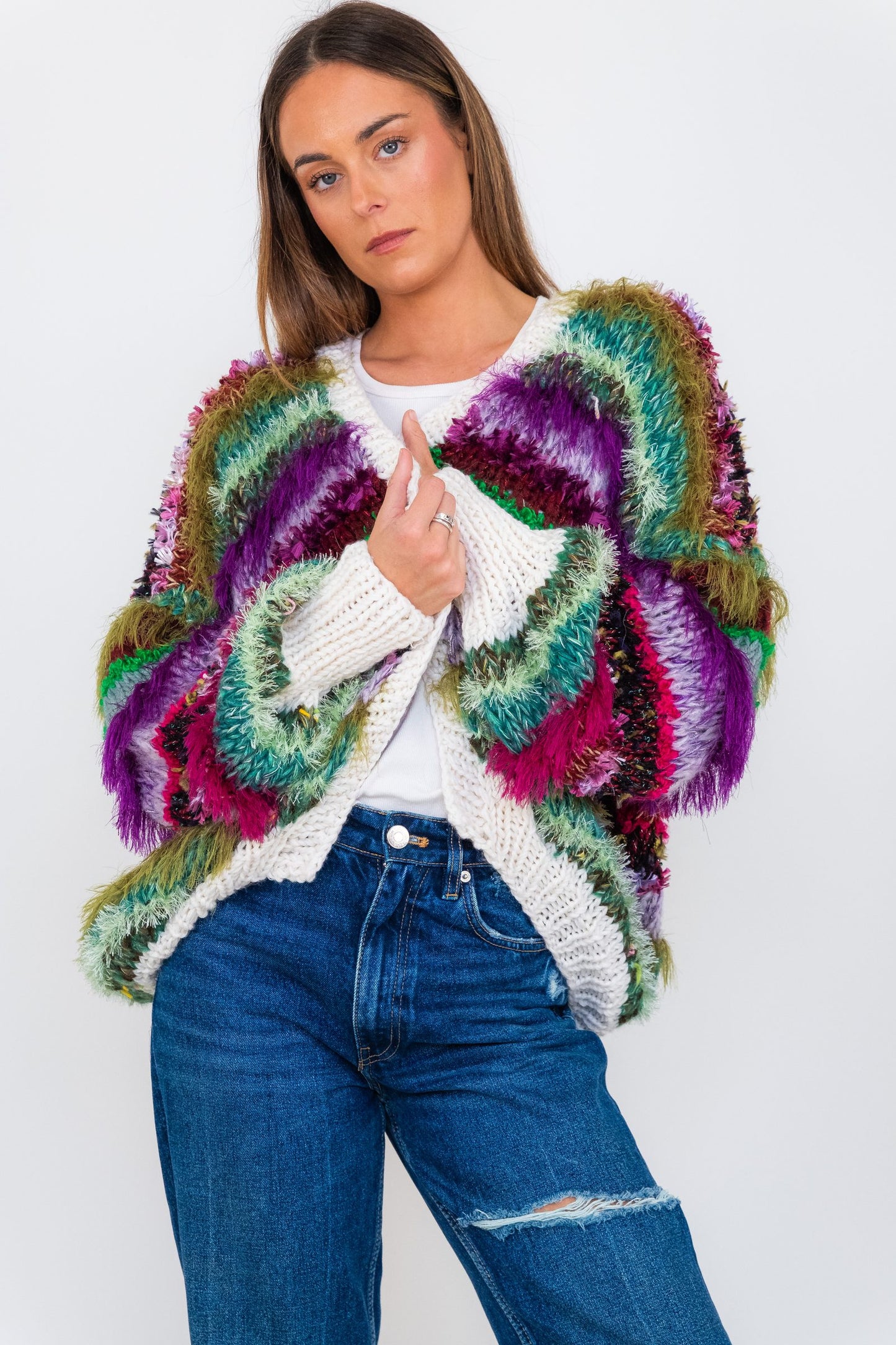 Nadia Dafri Cardi W09 Frou Frou Sage and cream