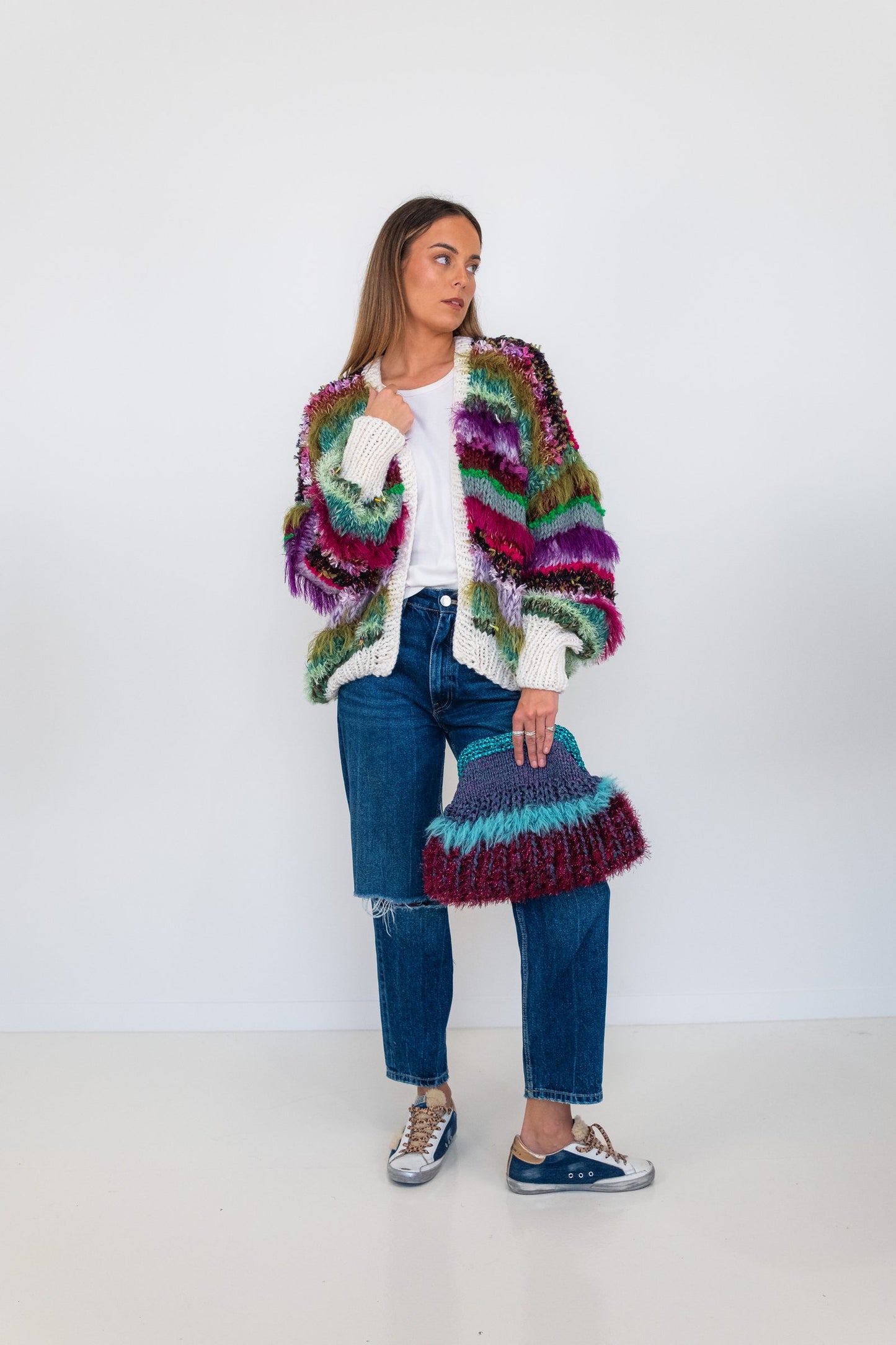 Nadia Dafri Cardi W09 Frou Frou Sage and cream