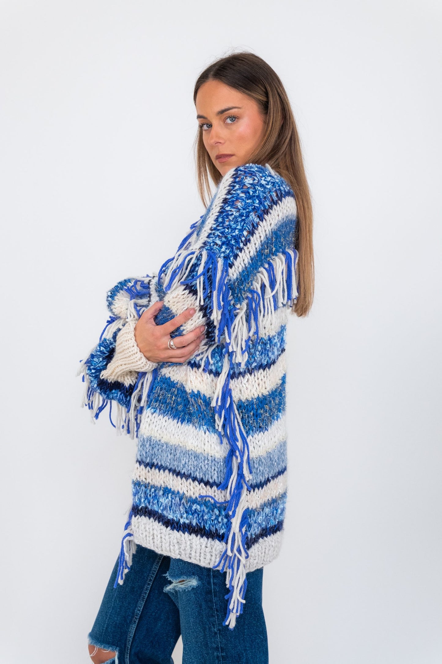 Nadia Dafri Fringe Longer cardigan