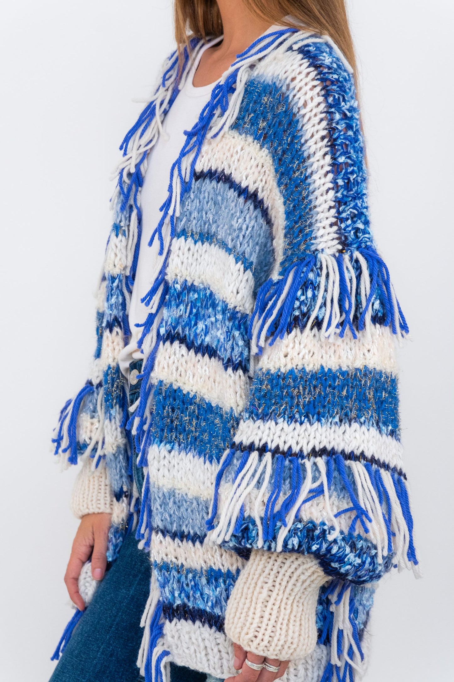Nadia Dafri Fringe Longer cardigan