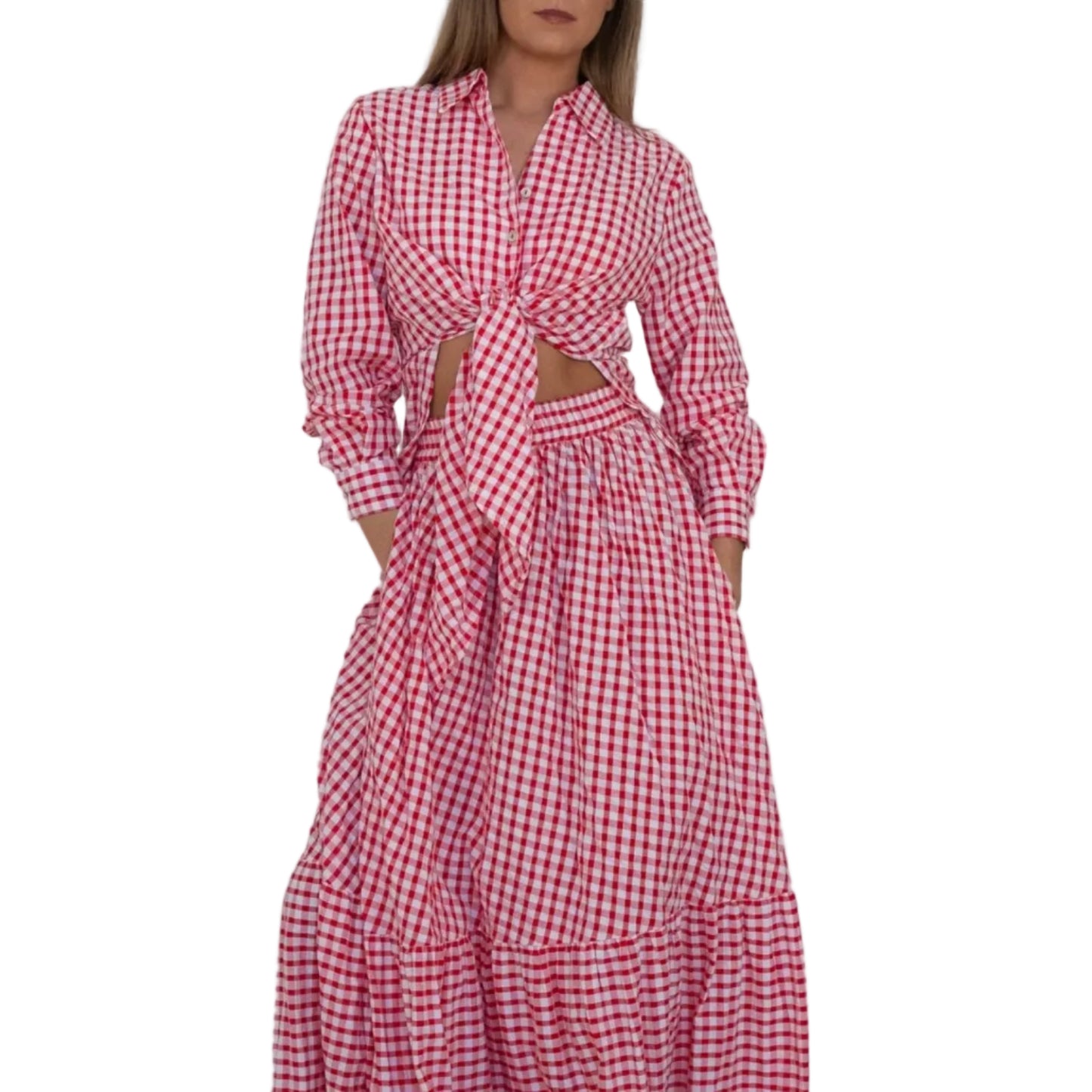 Cherry Check Collection Tie Top