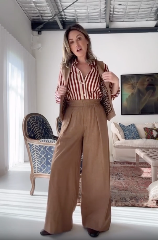 Chocolate Prince of Wales  Wide Leg Pant