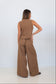 Back view of the Chocolate Prince of Wales Vest, showing the tailored check fabric and sleeveless cut.