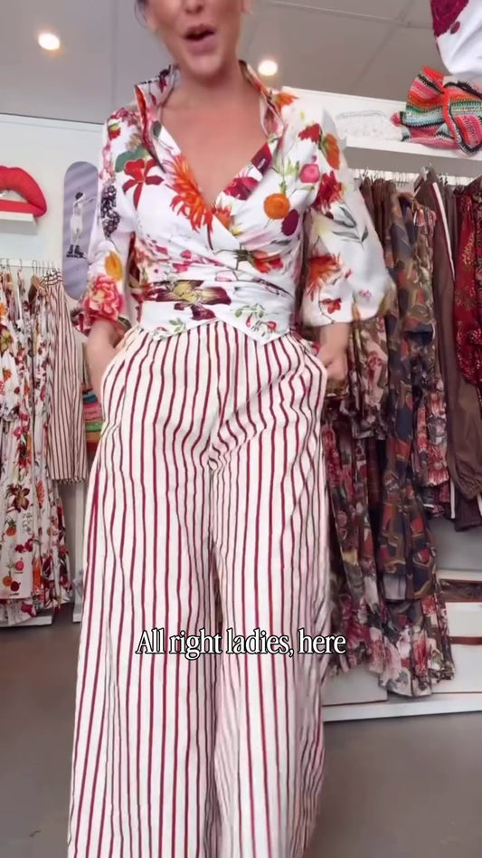 Paloma Red Stripe Panel Skirt