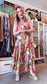 Ophelia Chartreuse Florals Sleeveless Long belted Panel dress