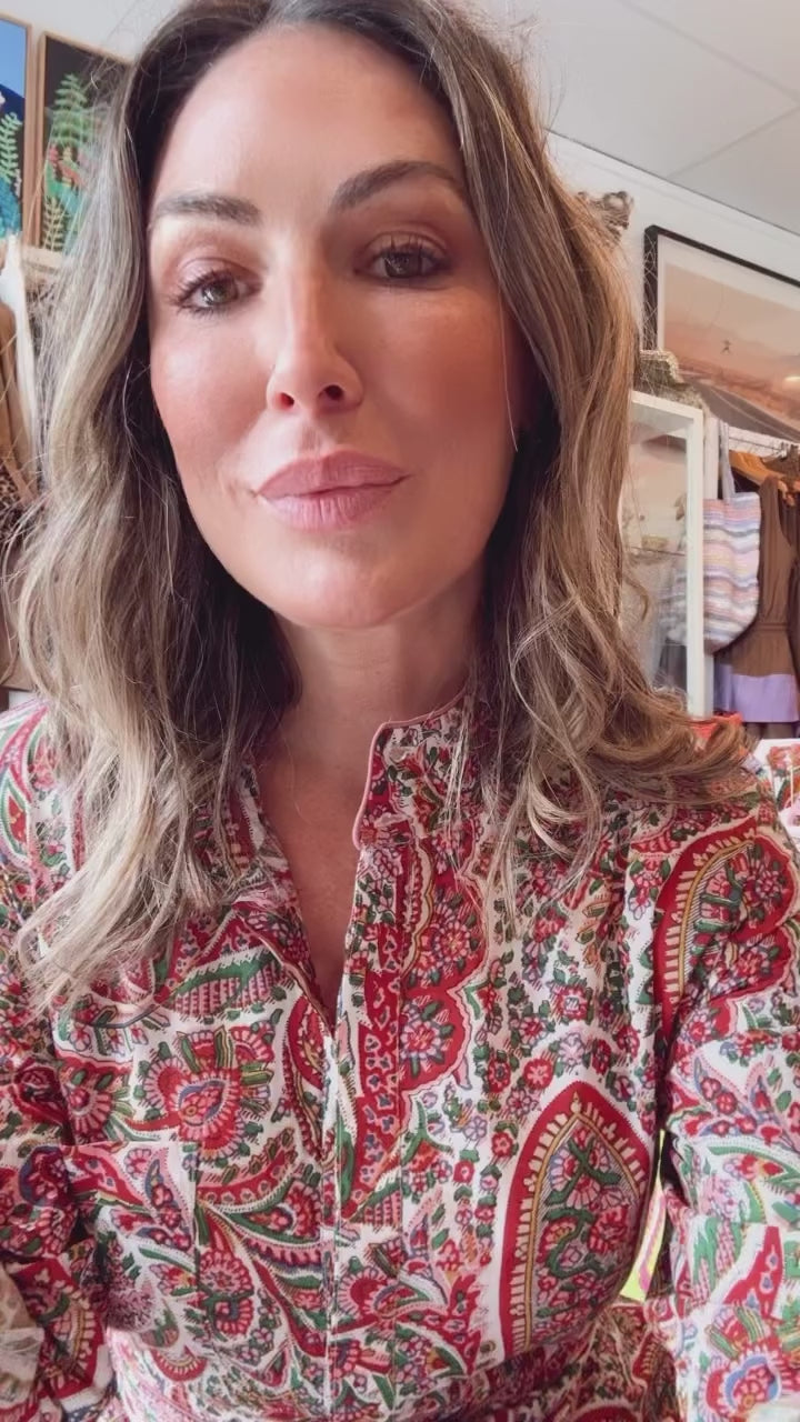 IT'S A FAD - RUBY RED PAISLEY DRESS