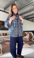 Butterfly Sleeve Shirt - Blue Checks