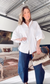 Butterfly Sleeve Shirt - Pin Stripe