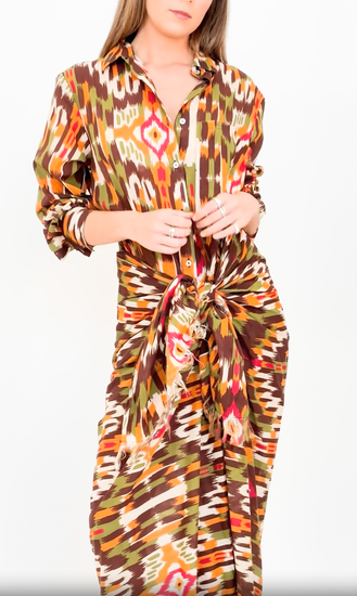 IT'S A FAD IKAT SARONG SHAWL DRESS