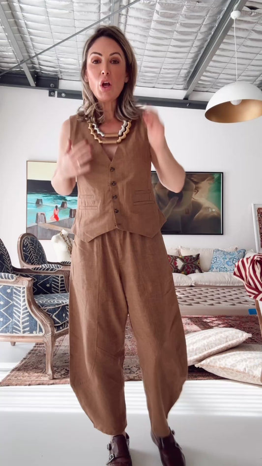 Chocolate Prince of Wales Barrel Pant
