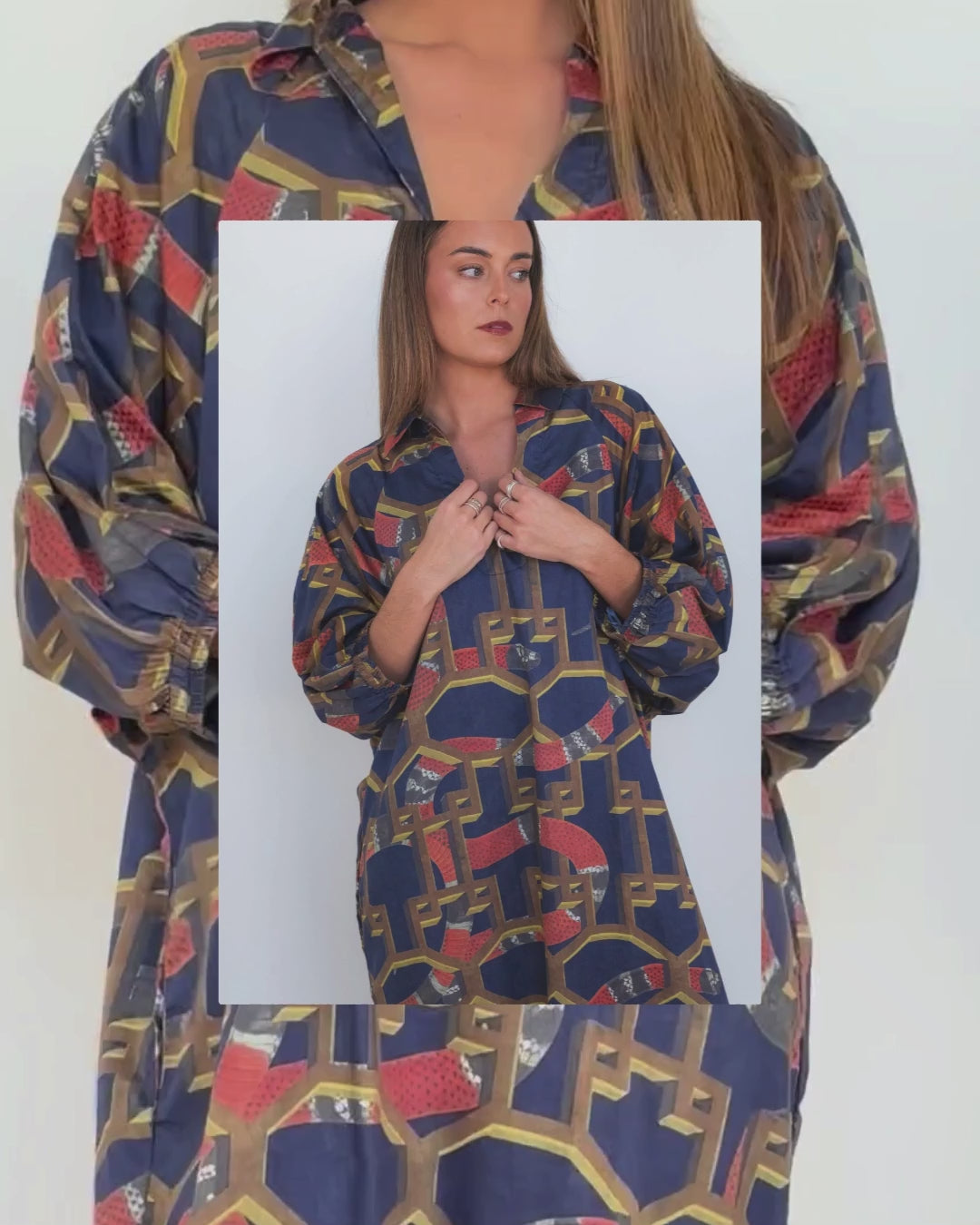 Model showcasing the relaxed butterfly silhouette of the Ophelia Snakes Butterfly Dress.