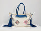White Cactus Silk Blue Leather Fringe Weekender Bag