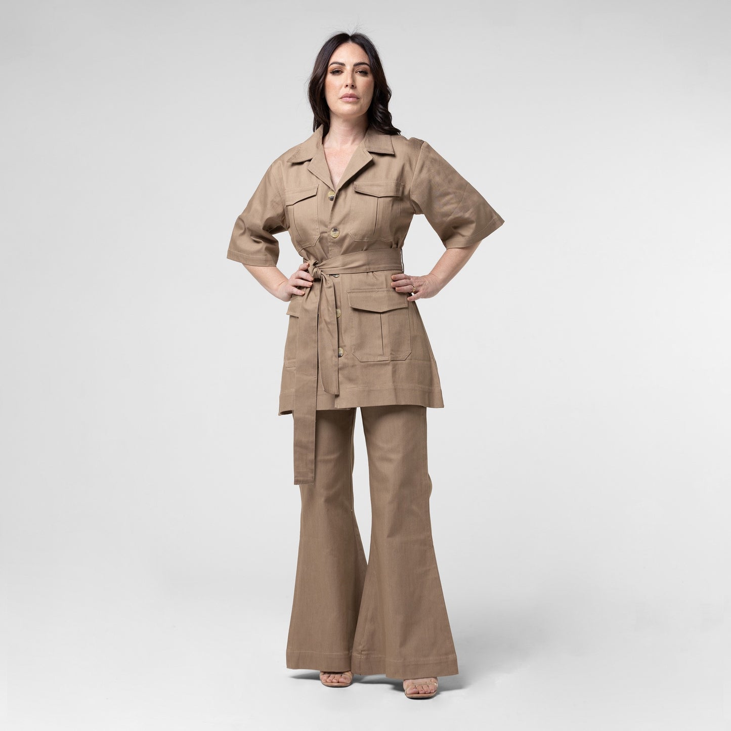 Safari Suit Tan- Stretch Denim jacket